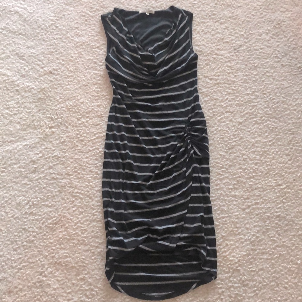Red Haute silver and black slinky dress. sz xs.